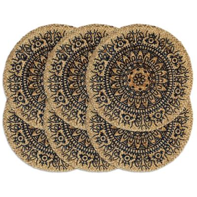 VidaXL Placemats 6 st rond 38 cm jute donkerblauw VidaXL Placemats 6 st rond 38 cm jute donkerblauw