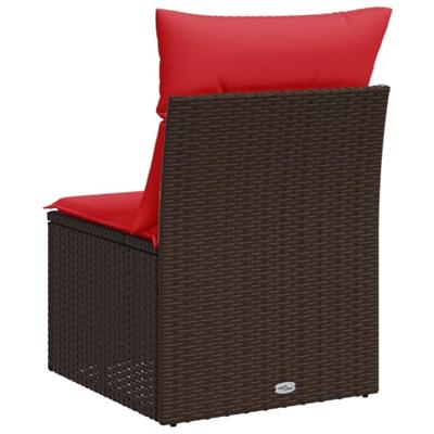 Tuinstoel zonder armleuning met kussens poly rattan bruin - thumbnail