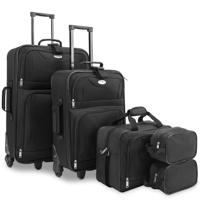 4 delige reiskoffer set, koffers, trolley zwart - thumbnail