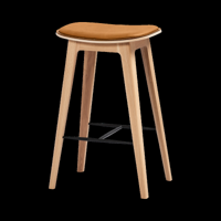 Nordic Bar Stool - Oak with stitches - thumbnail