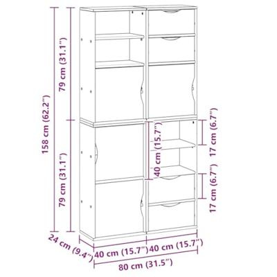 Bijzetkasten 4 st ODDA 40x24x79 cm massief grenenhout