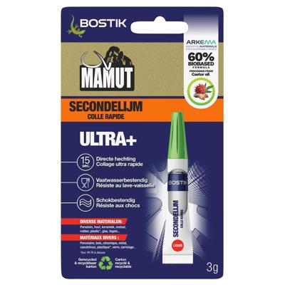 Bostik Mamut Secondelijm | Alkyl-Cyanoacrylaat | Blister 3 g - 30632081
