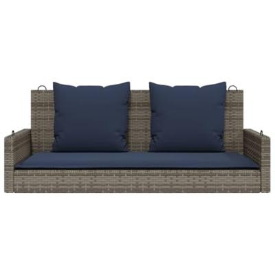 Schommelbank met kussens 119x56x48 cm poly rattan grijs Schommelbank met kussens 119x56x48 cm poly rattan grijs