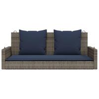Schommelbank met kussens 119x56x48 cm poly rattan grijs - thumbnail