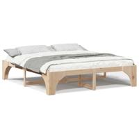 Bedframe met opslag Bruin 200 x 200 cm Massief grenenhout - thumbnail