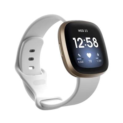Fitbit Versa 3 & 4 / Sense 1 & 2 Sportbandje - Wit - Maat: M/L