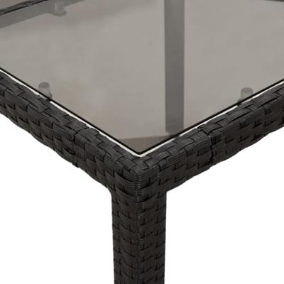 9-delige Tuinset met kussens poly rattan en glas zwart - thumbnail