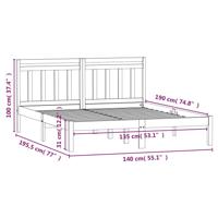 Bedframe massief grenenhout wit 140x190 cm - thumbnail