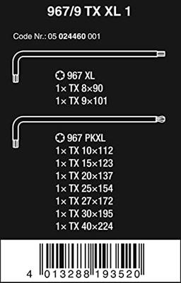 Wera 967/9 TX XL 1 TORX® Stiftsleutelset, lang, 9 -delig - 1 stuk(s) - 05024460001 - thumbnail