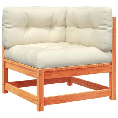 7-delige Loungeset met kussens massief grenenhout wasbruin - thumbnail