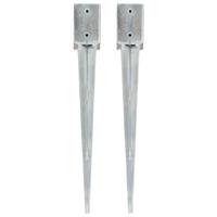 VidaXL Grondpinnen 2 st 9x9x75 cm gegalvaniseerd staal zilverkleurig - thumbnail