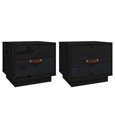 Nachtkastjes 2 st 40x34x35 cm massief grenenhout zwart