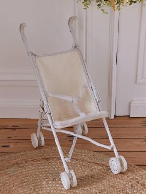 Rieten kinderwagen voor pop wit Rieten kinderwagen voor pop wit
