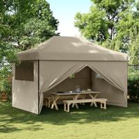 VidaXL Partytent inklapbaar pop-up met 4 zijwanden taupe - thumbnail