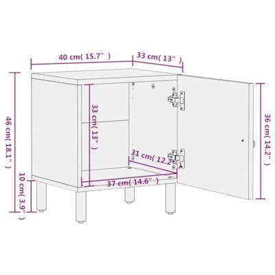 Nachtkastjes 2 st 40x33x46 cm massief mangohout