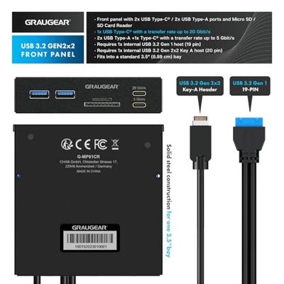 GrauGear G-MP01CR G-MP01CR USB-hub 6 poorten USB-A, USB-C, SD, Micro-SD USB 3.0 5 GBit/s Zwart GrauGear G-MP01CR G-MP01CR USB-hub 6 poorten USB-A, USB-C, SD, Micro-SD USB 3.0 5 GBit/s Zwart