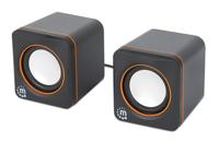 Manhattan Stereo 2.0-luidspreker voor pc of laptop, USB-ingang en voeding, 1 paar, plug & play zwart/oranje 102698 - thumbnail