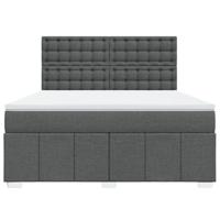 Boxspring met matras stof donkergrijs 180x200 cm - thumbnail