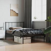 Bedframe met hoofd- en voeteneinde metaal zwart 75x190 cm - thumbnail