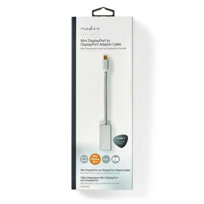 Nedis CCTB37450AL02 Mini Displayport-kabel Displayport 1.2 Mini-displayport Male Displayport Female 21.6 Gbps Verguld 0.20 M Rond Gebreid Zilver Cover Window Box