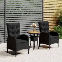 3-delige Tuinset poly rattan zwart - thumbnail