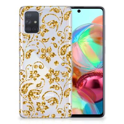 Samsung Galaxy A71 | TPU Case | Gouden Bloemen Samsung Galaxy A71 | TPU Case | Gouden Bloemen