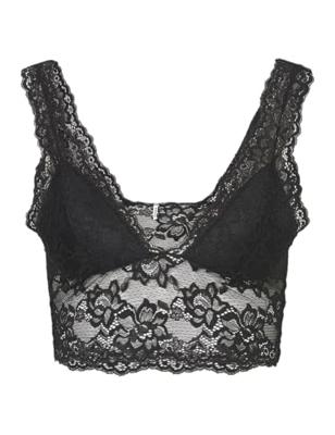Bralette kant - Lace Bra Top - Zwarte dames kanten bh top -