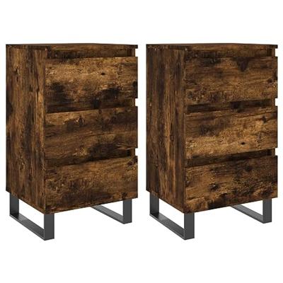 Nachtkastjes 2 st 40x35x69 cm bewerkt hout gerookt eikenkleurig