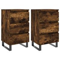 Nachtkastjes 2 st 40x35x69 cm bewerkt hout gerookt eikenkleurig - thumbnail