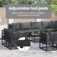 Tuinbankenset met kussen 14 pcs Zwart Aluminium - thumbnail