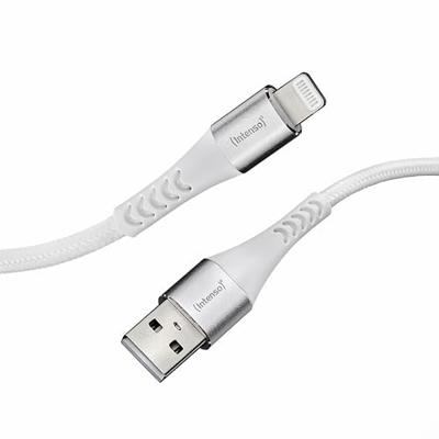 Intenso USB-kabel USB 2.0 USB-A stekker, Apple Lightning stekker 1.50 m Wit Stoffen mantel 7902102 - thumbnail