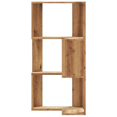 Boekenkast 3-laags hoek 50x50x102 cm hout artisanaal eikenkleur
