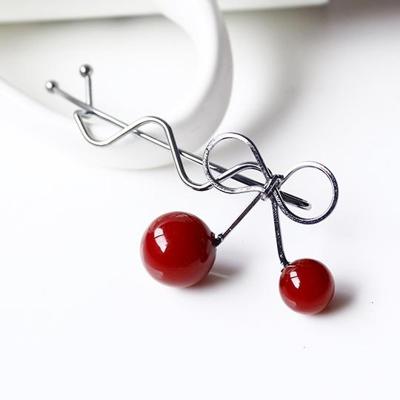 Sweet Fashion Design romantische vrouwen Cherry vormige Bow haarspeld elegante twist Hair clip hoofdtooi (zwart)