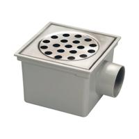 Vloerput Plieger vd Berg Met Emmer Met RVS Rooster ABS 200x200mm Met Zijuitlaat - thumbnail
