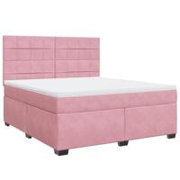Boxspring met matras fluweel roze 180x200 cm - thumbnail