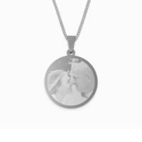 Ketting ronde hanger met foto - zilver - thumbnail