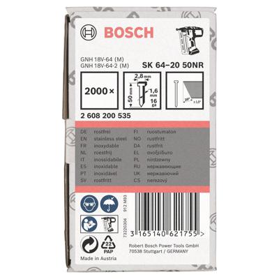 Bosch Accessories 2608200535 Nagel met verzonken kop SK64 Afmeting, lengte 50 mm 2000 stuk(s) Bosch Accessories 2608200535 Nagel met verzonken kop SK64 Afmeting, lengte 50 mm 2000 stuk(s)