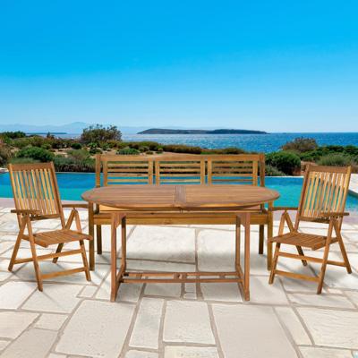 Artistiq Living Tuinset 'Larissa' 2 stoelen + 1 bank + 1 uitschuifbare tafel, Acaciahout