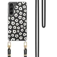 Samsung Galaxy S24 FE hoesje met zwart koord - Retro bloempjes - thumbnail
