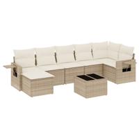 8-delige Loungeset met kussens poly rattan beige - thumbnail