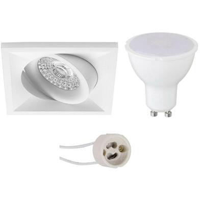 Dimbare LED Spot Set GU10 - Vierkant Inbouw - Mat Wit - 4200K - 6W