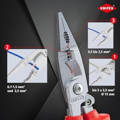Knipex Elektro installatietang verchroomd 200 mm - 1396200 - thumbnail