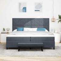 Boxspringbed met Matras & Bank Donkergrijs 200x200 cm Fluweel - thumbnail