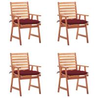 Tuinstoelen 4 st met kussens massief acaciahout - thumbnail