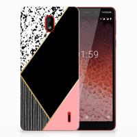 Nokia 1 Plus | TPU Hoesje | Zwart Roze Vormen - thumbnail