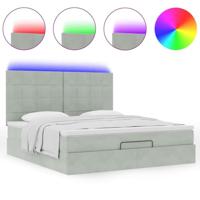 Ottoman bed met matrassen en LED's 160x200cm fluweel lichtgrijs - thumbnail
