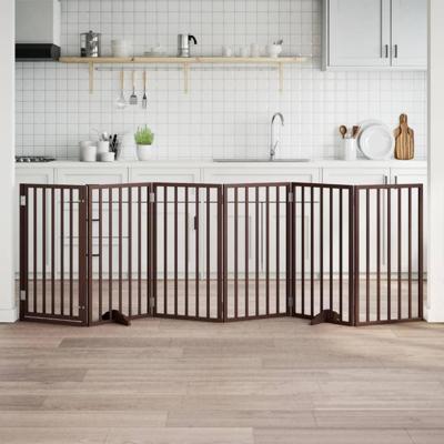 Hondenhek inklapbaar 6 panelen 300 cm populierenhout bruin