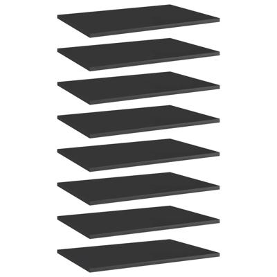 VidaXL Wandschappen 8 st 60x40x1,5 cm spaanplaat hoogglans zwart