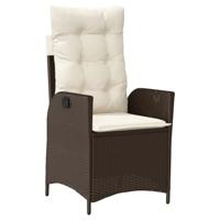 Tuinstoelen 2 st verstelbaar met kussens poly rattan bruin - thumbnail