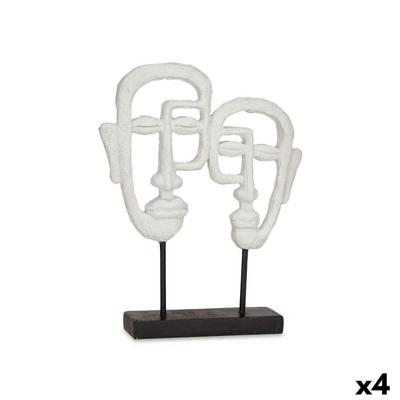 Decoratieve figuren Gezicht Wit 27 x 32,5 x 10,5 cm (4 Stuks)